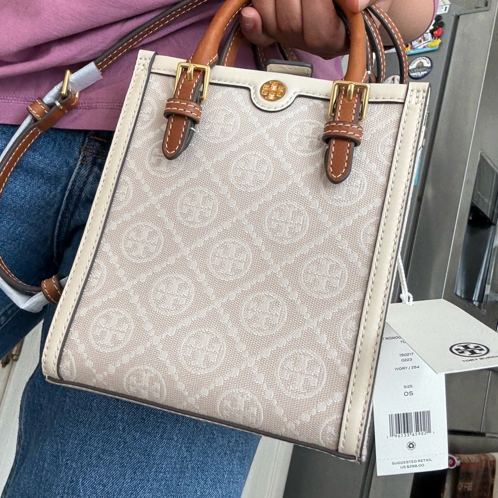 Tory Burch T monogram mini tote in ivory color - Picture 10 of 10